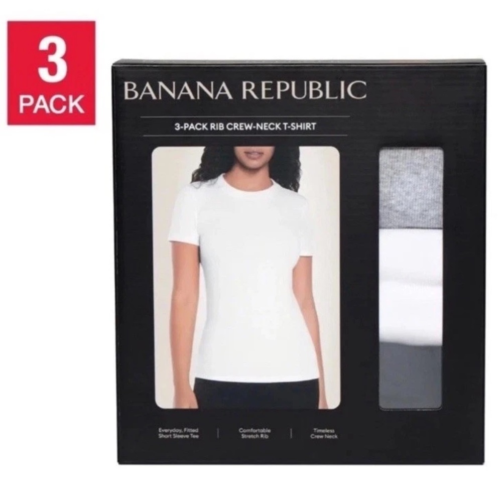 Banana Republic 3-Pack Rib Crew-Neck T-Shirts